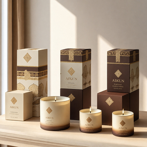 Bougie en cire de soja artisanale AIKUN, luxueuse et moderne, aromathérapie, longue durée, respectueuse de l'environnement, parfumée, dans un bocal en verre pour la décoration de la maison - Product Image 2