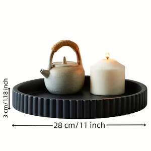 Plateau Rond Décoratif <span class=keywords><strong>en</strong></span> <span class=keywords><strong>Bois</strong></span> pour <span class=keywords><strong>Table</strong></span> Basse, Plateau Centre <span class=keywords><strong>de</strong></span> <span class=keywords><strong>Table</strong></span> Décoration d'Intérieur - Product Image 3
