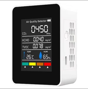 5 trong 1 Carbon Dioxide CO2 Detector Meter Carbon Dioxide formaldehyde TVOC nhiệt độ độ ẩm Màn hình máy phân tích khí