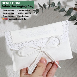 <span class=keywords><strong>Pochette</strong></span> en sergé de coton imprimée avec logo personnalisé, avec dentelle, pour bijoux, parfums, cosmétiques, cadeaux, portefeuille, emballage de cheveux, sac anti-poussière en coton - Product Image 2