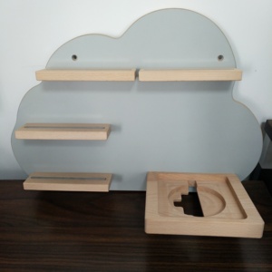 Mensola Galleggiante a Forma di Nuvole in Legno <span class=keywords><strong>Grigio</strong></span> per Toniebox, Prodotti in Legno da Parete per Bambini - Product Image 6