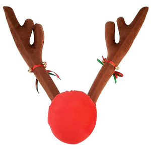 V151 alta calidad <span class=keywords><strong>Reno</strong></span> coche vehículo Kit decoraciones de Navidad astas felpa <span class=keywords><strong>Rudolf</strong></span> Navidad coche ciervo para regalo vacaciones al aire libre - Product Image 1