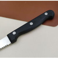 Couteau à éplucher dentelé en acier inoxydable 430, couteau à découper pour barbecue, couteau à steak poli miroir avec manche en plastique pour la maison et les cadeaux