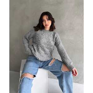 Suéter de Punto Texturizado con Cuello Redondo Verde para Mujer, 100% Acrílico, Manga Larga, Talla Única para Uso Casual - Product Image 4