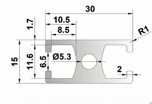 Perfil de Aleación de Aluminio Serie 1530 6000 T5, Estándar Nacional, Material de Soporte Industrial para Letreros, Viga en I de Aluminio - Product Image 2