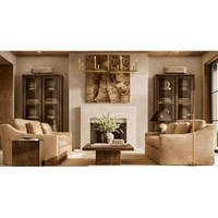 Mesa de té de madera maciza americana de alta calidad personalizada, muebles para sala de estar, sofá de tela para horas extraordinarias para Escuela de Hotel