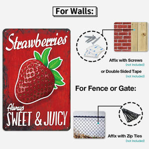 Ensemble de panneaux métalliques vintage fruits fraise citron, décoration murale rétro pour la maison, la cuisine, la ferme et le café - Product Image 2