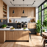 Sistem Kabinet Dapur Kontemporer Grosir Vermonhouzz, Kabinet Kayu Buatan Khusus untuk Proyek Interior Vila dan Apartemen