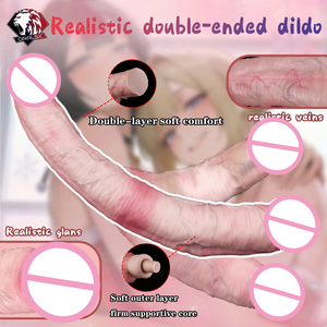 Masseur anal à double tête de 19,29 pouces pour couple, lesbiennes, en silicone réutilisable, dilatateur anal vaginal, jouet intime pour adultes - Product Image 2