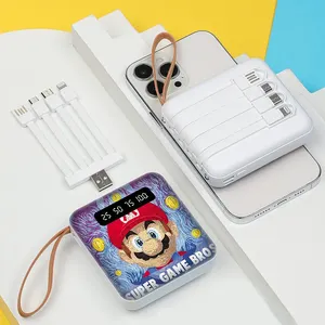 Paintings cartoon print customized Ultra Slim portable charger power bank 20000mah with cable powerbank LED Display power banks