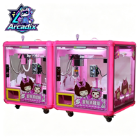 Mini Machine à griffes Magic Cube entièrement transparente avec paiement par pièces et code QR, attrapeur de peluches, jeu d'arcade de table