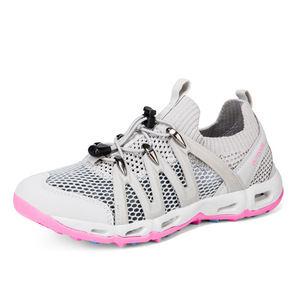 Men's All Black Quick-Dry Breathable Mesh Water Shoes, Non-Slip Rubber Sole, <b>Elastic</b> <b>Lacing</b> Outdoor Hiking Wading Sneakers - Product Image 3