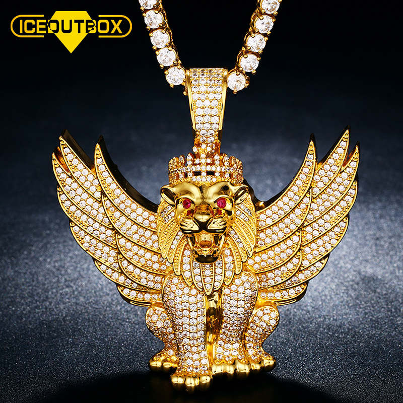 【King Ice】KNIGHT LION NECKLACE Icy Royal Lion Necklace | Animal Jewelry | King Ice