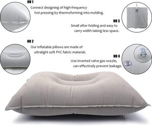 2 Pack Ultralight A4 Size Inflatable Travel <b>Pillow</b> <b>Small</b> Squared Flocked Fabric Air <b>Pillow</b> for Traveling Holiday Trip Hiking - Product Image 2