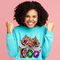 Festival noir femme ongles patchs DTF reconnaissant amour automne rester effrayant joyeux noël Afro fille transfert autocollants pour T-Shirts
