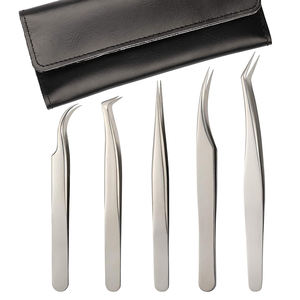 Pince à épiler pointue en acier inoxydable, pince à cils professionnelle durable à 45 degrés, vente en gros, best-seller, pas cher - Product Image 1