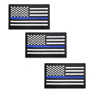 Wholesale Customize Cheap Embroidery USA <strong>Thin</strong> <strong>Blue</strong> <strong>Line</strong> Flag <strong>Patch</strong> for Clothes and Hats - Product Image 1