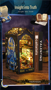 Librairie magique à faire soi-même, vue de rue, coin lecture |   Modèle de puzzle 3D en bois de haute précision, jouets d'architecture miniatures de collection - Product Image 4