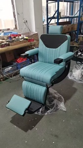 <b>Green</b> Modern Reclining Barber Chair Hydraulic Salon Styling Chair Massage Backrest Upholstered Adjustable Footrest Barber Shop - Product Image 4