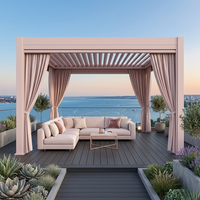 Pergola de jardin en aluminium avec éclairage LED intégré, toit à lamelles motorisé intelligent et réglable, pour patio extérieur
