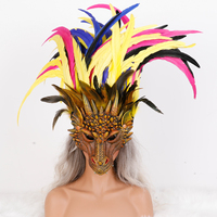 Masque de cosplay en plumes de dragon, décoration de visage fantaisie pour mascarade, masque de costume plumeux pour fête, festival, performance scénique