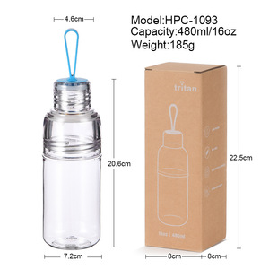 Bouteille d'eau de luxe en Tritan 2026, vente en gros, logo personnalisé, 480 ml (16 oz), sans BPA, gobelet en plastique transparent avec poignée, gourde portable - Product Image 5