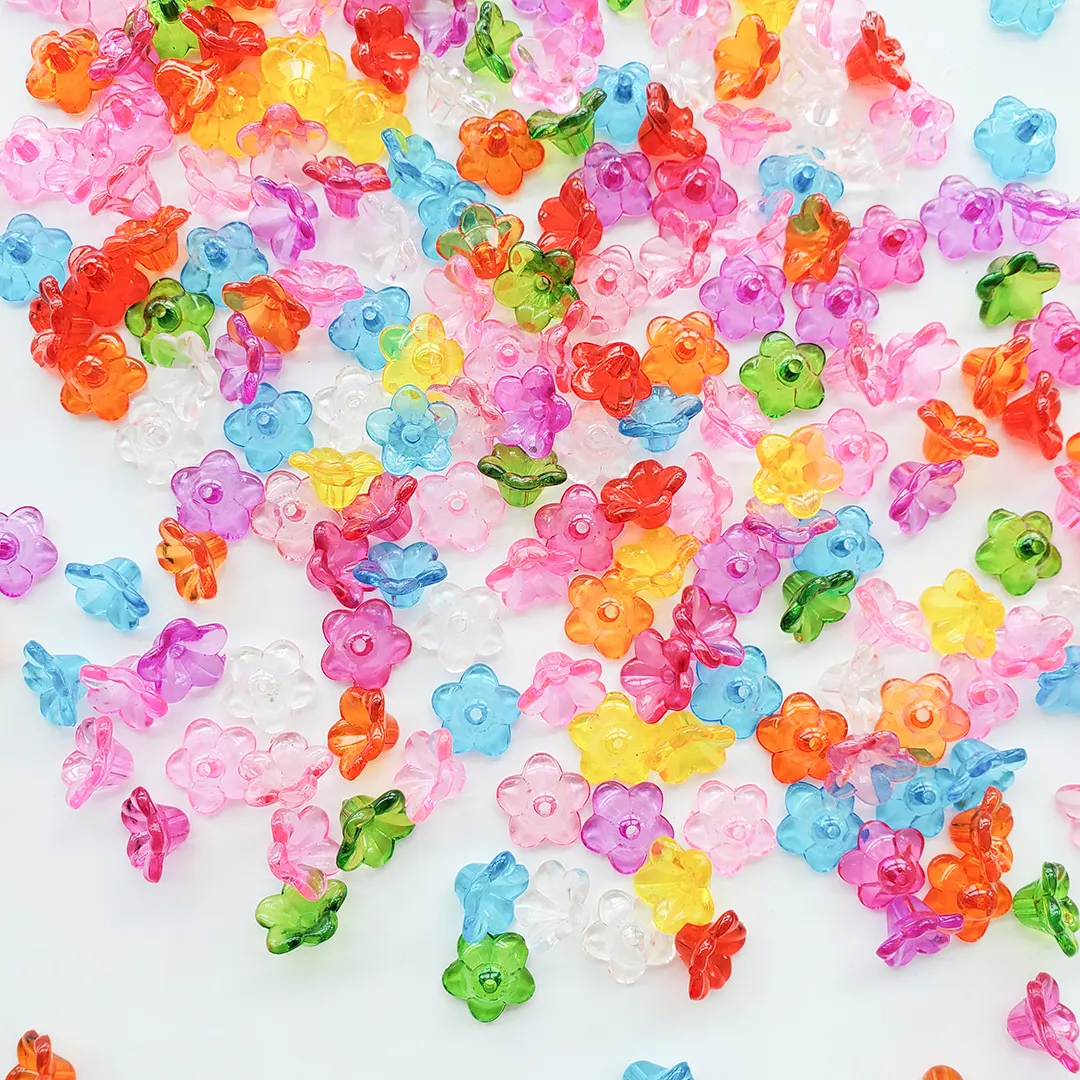อะคริลิโปร่งใสดอกไม้พลาสติกลูกปัดสำหรับ DIY เครื่องประดับแฟชั่นสร้อยคอสร้อยข้อมือ