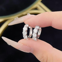 Orecchini a Cerchio con Diamanti da Laboratorio per Donna, in Platino Pt950, Stelle Brillanti, Lusso e Moda, Orecchini a Cerchio Raffinati con Diamanti Coltivati in Laboratorio