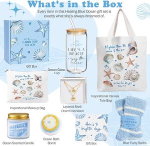 KAMI 8 piezas Regalos de Cumpleaños con Temática Oceánica para Mujeres, Cestas de Regalo para el Día de la Madre con Bolsa de Mano con Diseño de Conchas Marinas para Ella - Product Image 2