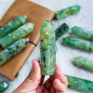 Vente en gros de cristaux de qualité supérieure baguette points pierres de guérison tour de cristal de quartz <span class=keywords><strong>prehnite</strong></span> verte naturelle pour la décoration - Product Image 6