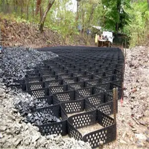 พลาสติกกริดภูมิศาสตร์กรวดถนนดินพื้นโคลงถนนรถแล่น hdpe กรวดรังผึ้งสีขาวสีดําสําหรับถนน geocell ตาข่ายราคา