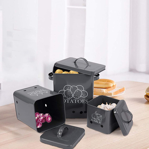 Kitchen Square Vegetable Storage Pot Food Storage Tin <strong>Potatoes</strong> Onion Garlic <strong>Container</strong> - Product Image 4