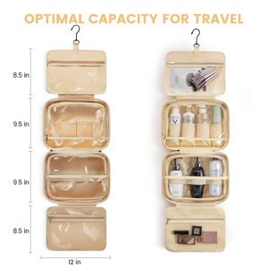 Étui de rangement de voyage pour cosmétiques avec logo personnalisé et rotation à 360°. Crochets rotatifs en forme de double U - Fermetures éclair en forme de Z - Matériel imperméable - Product Image 2