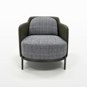 Solid Wood Base Leisure Chair <b>Light</b> Luxury Chair Leather Fabric Single Sofa Chair for Living Room Home Hotel Office Wholesale - Product Image 2