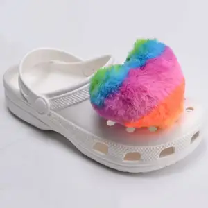 Wholesale 3d shoe charms Super cute fluffy pompom fur ball diy Shoes Accessories for Shoes Charms