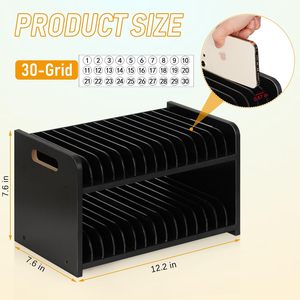 Yukmin Điện Thoại Di Động Chủ Có Thể Điều Chỉnh Bằng Gỗ Nhiều Điện Thoại Di Động Hộp Giá Cho Lớp Học Văn Phòng Máy Tính Để Bàn Với 1-30 Số Dán - Product Image 5