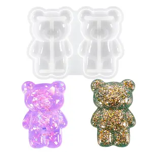 DIY Crystal Drop Glue Mold Manual Bear 3D Shape Casting Moldes Silicone Resin Standing Siamese Bear And Ornament Mould