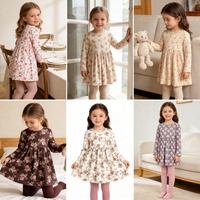 DC Robes de fille Hiver chaud Polaire brossée Robe enfant Manches longues Casual Impression florale et animale Pour 2-7 ans