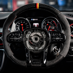 พวงมาลัยคาร์บอนไฟเบอร์มันวาวใส่ได้กับ Mercedes Benz C43 C63 E63 S63 S65 G63 W205 W212 W217 W218 <span class=keywords><strong>W222</strong></span> W221 <span class=keywords><strong>AMG</strong></span> - Product Image 1
