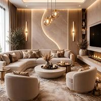 Canapé de salon de loisirs double en cuir et tissu, ensemble de meubles de chambre à coucher italiens, mobilier complet pour bureau à domicile, design pour villa