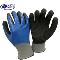 NMSAFETY — gants de travail de sécurité en nylon, revêtement double, bleu et noir, en nitrile, sur la paume, calibre EN388 3121 13