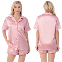 Ensemble de pyjama pour femmes, boutons de laçage identiques, pyjama de mariée, demoiselle d'honneur, taille plus, uni, doux, en satin de soie, taille élastique, short, pyjama, mariage