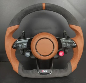 Volant de voiture sport personnalisé en cuir marron avec boutons de démarrage/arrêt et de sélection de mode de conduite pour modèles <span class=keywords><strong>Audi</strong></span> - Product Image 4