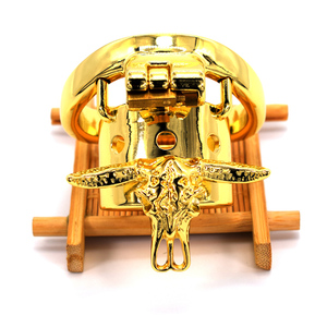 2021 Golden Cow รุ่นของเ<span class=keywords><strong>ล</strong></span>่น Dildo สแตนเลสสตี<span class=keywords><strong>ล</strong></span>ชายอุปกรณ์ Chastity Cock Cage Bondage Lock อวัยวะเพศชาย Sm Dildo สำหรับ Man - Product Image 1