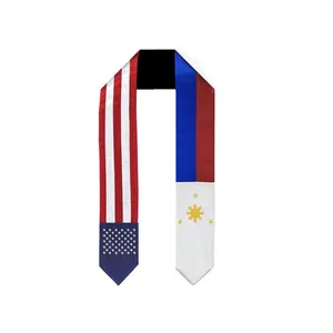 Филиппинские + американские градиентные атласные палантины с логотипом на заказ