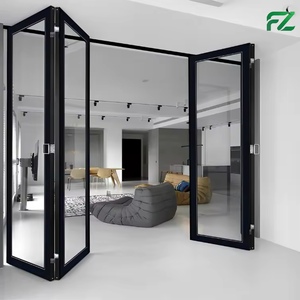 Porte pliante en verre à cadre étroit <span class=keywords><strong>de</strong></span> conception moderne <span class=keywords><strong>de</strong></span> haute qualité, cloison pliable en aluminium pour salon, hôtel, prévention des incendies, isolation thermique - Product Image 3