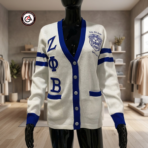 Zeta Phi Beta Sorority เสื้อคาร์ดิแกนปักลายผู้หญิง,เสื้อสเวตเตอร์คาร์ดิแกนขนสัตว์สไตล์ที่ออกแบบเอง - Product Image 2