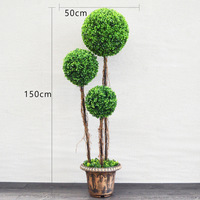 Arbre artificiel en plastique à trois boules vertes, 80-100 cm, durable, longue durée, décoration extérieure, Thanksgiving, Noël, Pâques