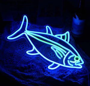 ไฟ<span class=keywords><strong>นีออน</strong></span> LED <span class=keywords><strong>ปลา</strong></span>สีฟ้า RGB ปรับแต่งได้มีตัวอักษรสัญญาณควบคุมระยะไกลติดผนังในร่ม/กลางแจ้งสำหรับสำนักงานร้านค้า - Product Image 3