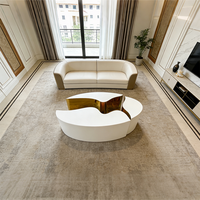 Ensemble de tables basses modernes de luxe, blanches, géométriques irrégulières, tables centrales, base dorée polie, meubles minimalistes pour salon